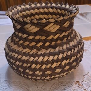 Handwoven Brown and Tan Basket